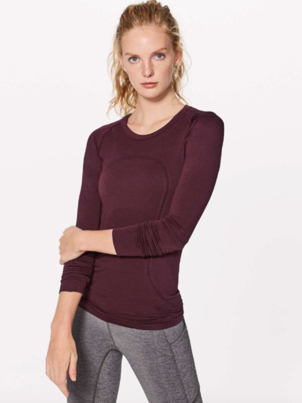 Lululemon Swiftly Tech Long Sleeve Crew in Garnet Athleisure Running Yoga Sz 6